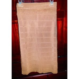 Plus Size Light Gold Midi Skirt